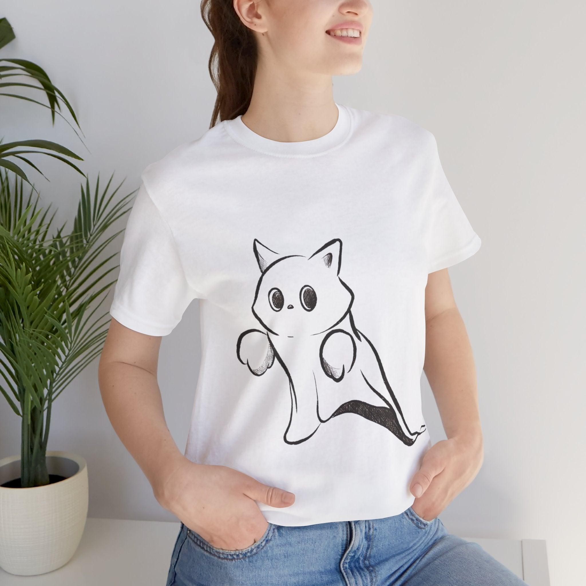 Lindo gato fantasma - camiseta