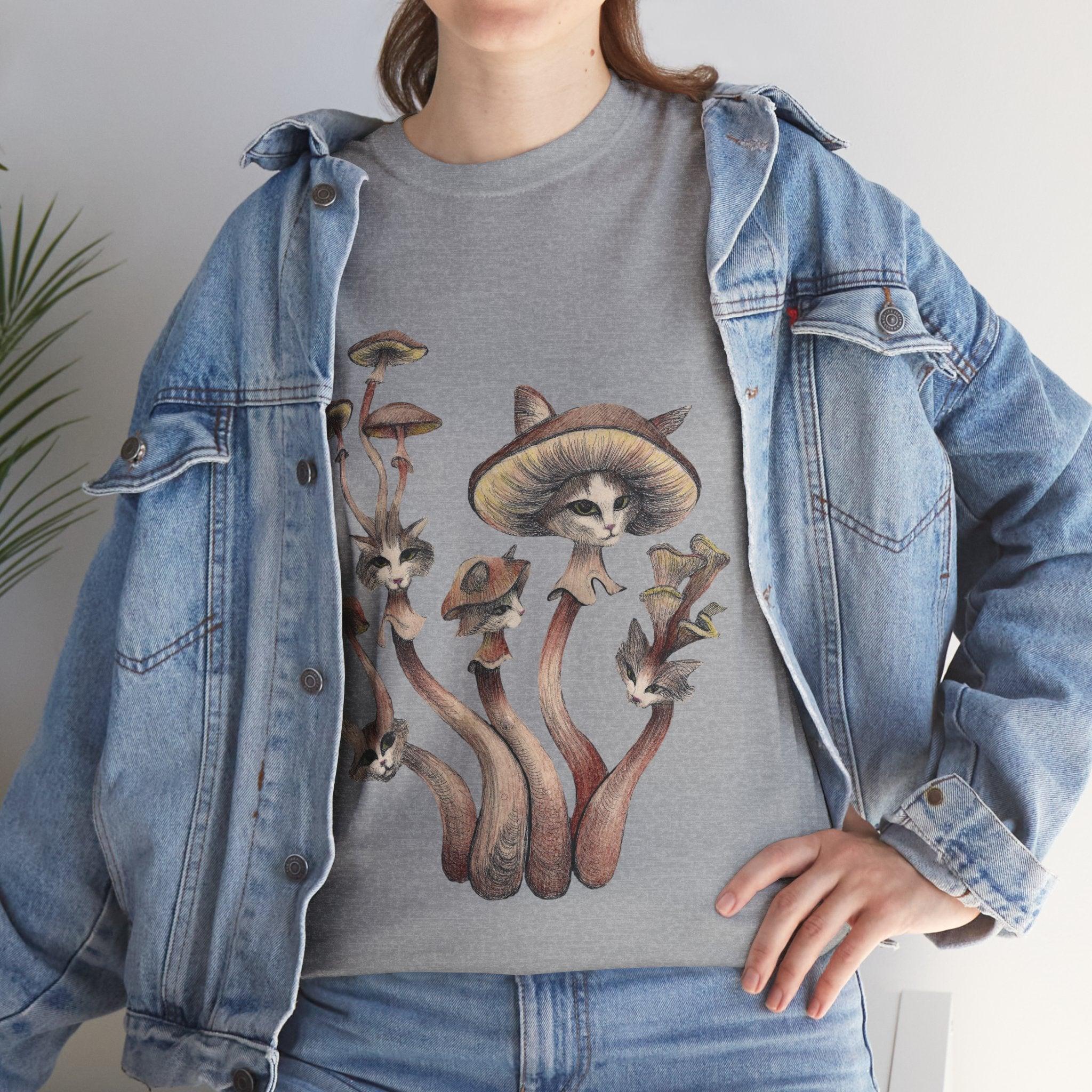 Camiseta de gatos con hongos