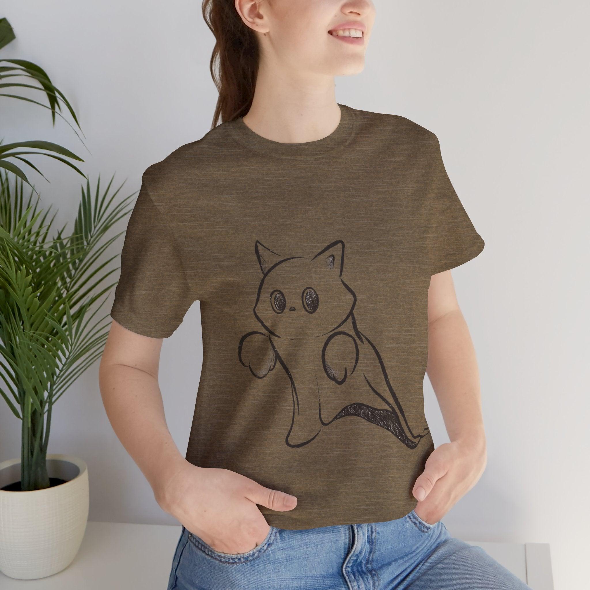 Lindo gato fantasma - camiseta