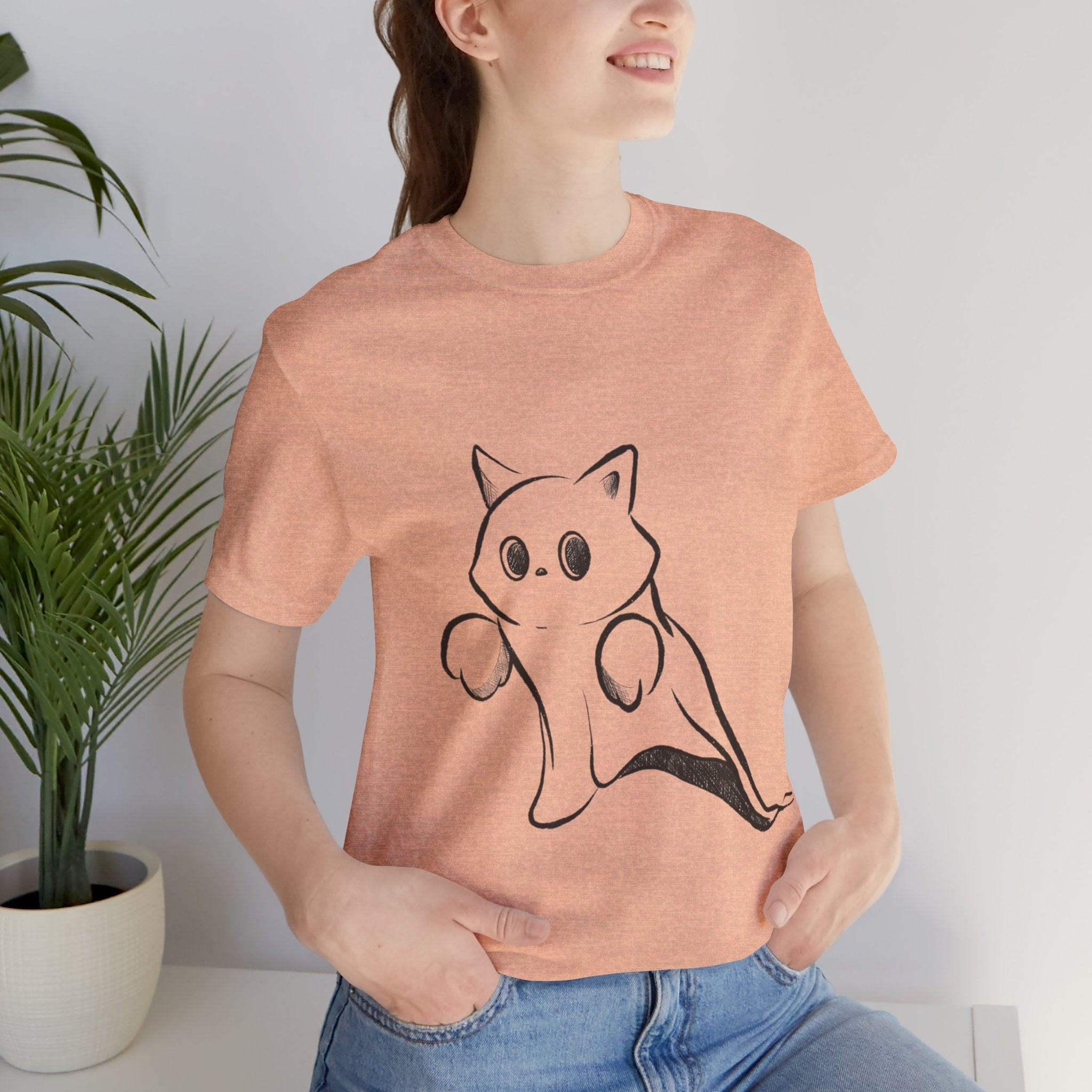 Lindo gato fantasma - camiseta