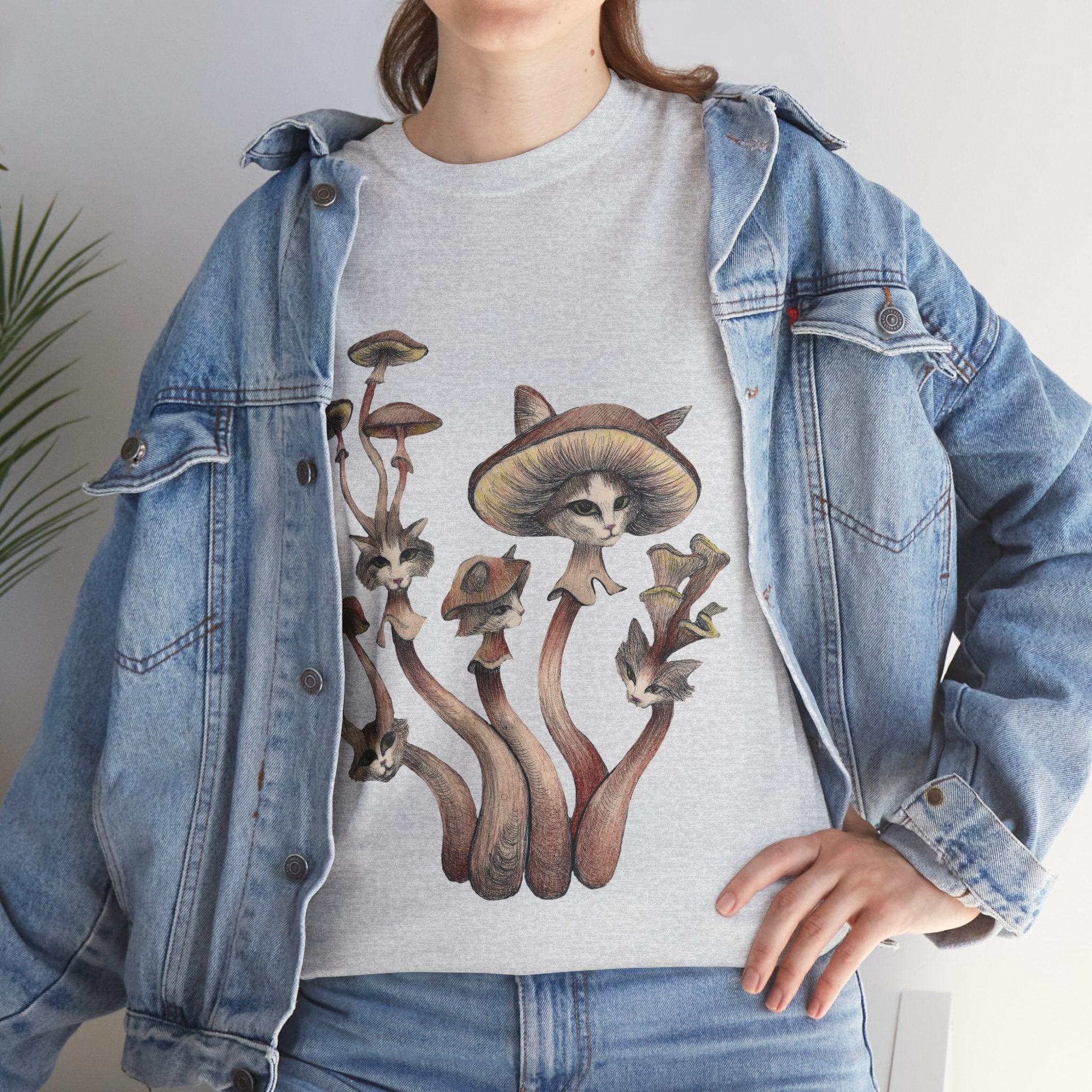 Camiseta de gatos con hongos